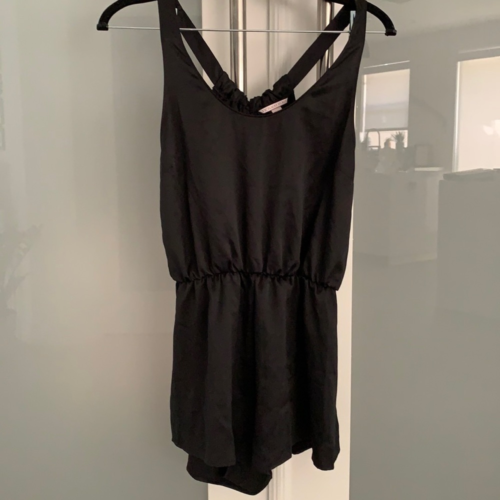 NWT Victoria’s Secret Black Silk Romper. Size XS.